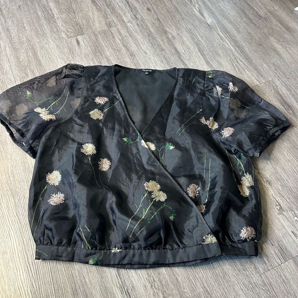 Madewell Tops - Madewell Black Floral Wrap Blouse